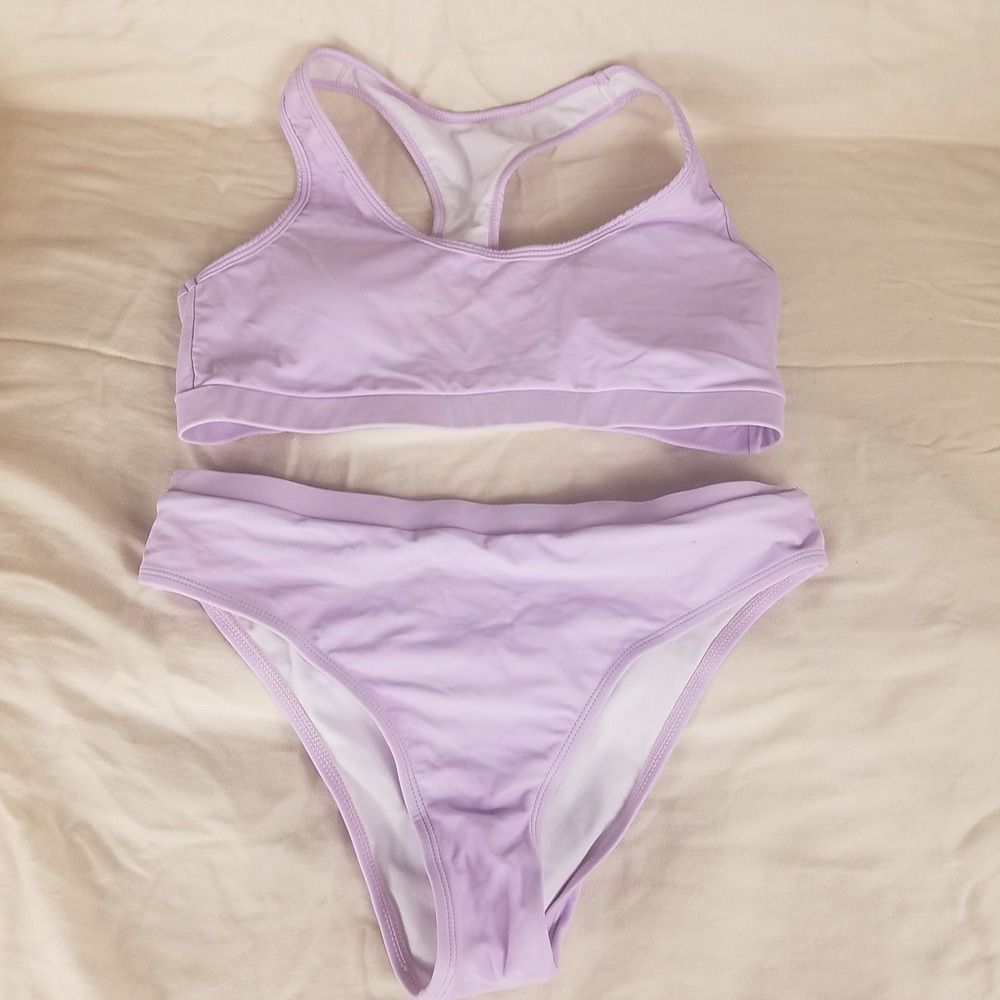 Bikini Set Women Medium Lavender NWOT Racerback High Waist 2pc athletic high cut
